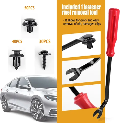 Miniatura 7 de Xislet 120 piezas Clips para parachoques de 10 mm 91503-SZ3-003 con tornillos para protector contra salpicaduras 90114-SE0-000 Compatibles con Honda