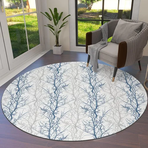 Tree Branch - Alfombra redonda de 3 pies, lavable para interiores y exteriores, para dormitorio, cocina, baño, sala de estar, comedor, lavandería,