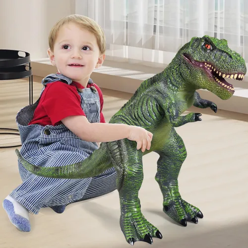 Miniatura 7 de YONGJULE Juguetes grandes de dinosaurios: juguete de dinosaurio suave Tiranosaurio Rex de 28 pulgadas para niños de 3 a 5 años, dinosaurio inflable