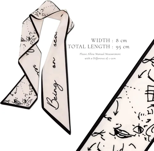 Miniatura 20 de Women's Designer Neckerchief Handbag Handle Ribbon Fashion Scarf Letter Printed Hair Tie