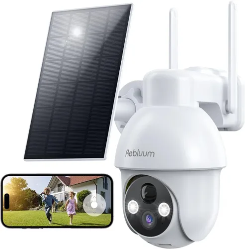 Cámara de seguridad inalámbrica para exteriores, cámara de seguridad solar 2K, cámara para exteriores PTZ de 360 ° alimentada por batería, visión