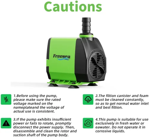 Miniatura 7 de FREESEA Bomba de agua sumergible de fuente: Bomba de acuario ajustable de 10 vatios y 160 GPH con luz LED Tubo de 3.3 pies para estanque al aire