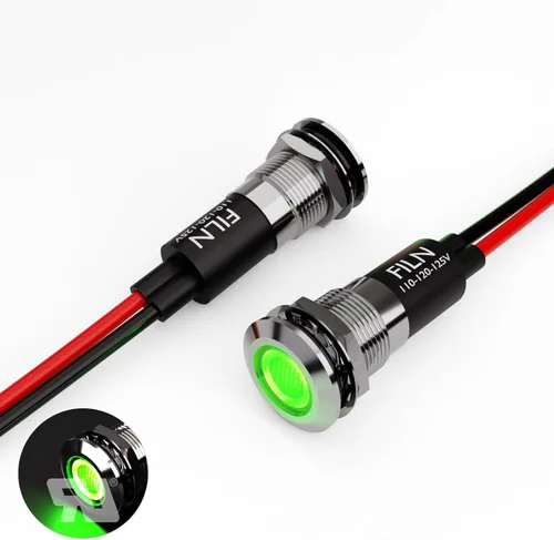 Miniatura 26 de 2 piezas de 12 mm (1/2") Luz indicadora LED blanca, lámpara de señal impermeable de metal, 5 V, 12 V, 24 V, IP67, luz de tablero para piloto