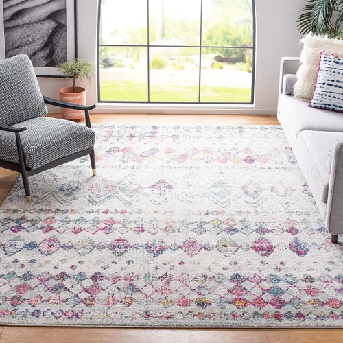 Miniatura 17 de SAFAVIEH Madison Collection - Alfombra decorativa de 2 x 3 pies, color marfil y carbón, diseño marroquí bohemio envejecido, no desprende pelusa