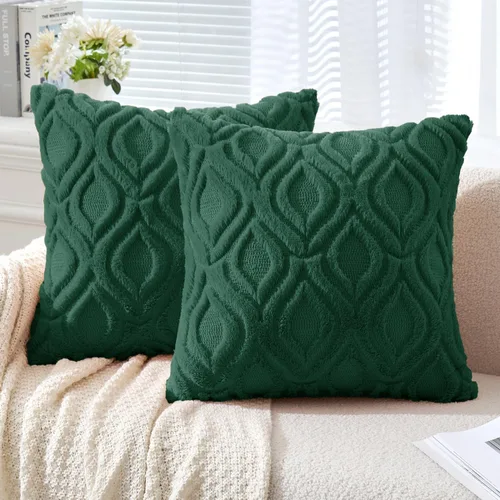 Miniatura 49 de MIULEE - Juego de 2 fundas de almohada de lana sintética suave y afelpada, fundas decorativas de estilo bohemio para sofá, sala de estar, cama, 18 x