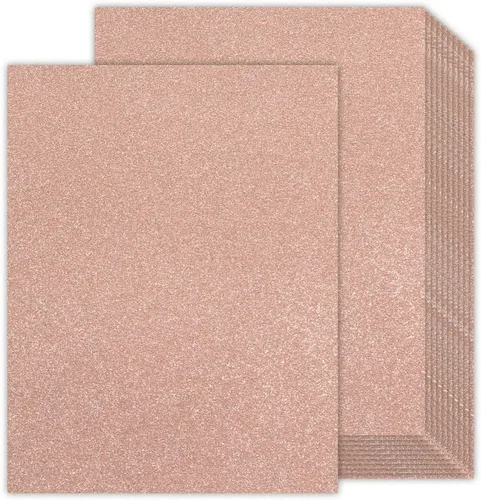 Cartulina de color oro rosa con purpurina de 8.5 x 11 pulgadas doble cara, 24 hojas, papel dorado con purpurina Goefun sin desprendimiento,
