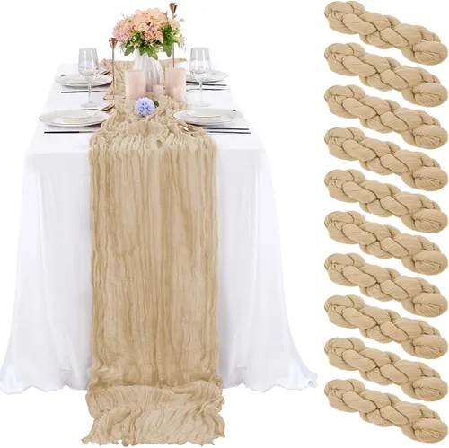 Miniatura 27 de 10 piezas de camino de mesa de estopilla en azul bebé 10 pies, camino de mesa de gasa para recepción de boda, despedida de soltera, fiesta