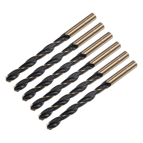 Miniatura 19 de uxcell 6 brocas Jobber de 0.118 in de nitruro negro y oro recubierto de titanio 4341 de alta velocidad (HSS) Brocas helicoidales de punto dividido