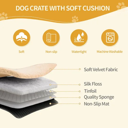 Miniatura 5 de Hzuaneri Mueble jaula para perros de 63" para 2 perros, soporte de TV para perrera de interior resistente, jaula de madera L con divisor para perros