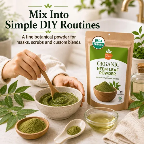 Miniatura 5 de SPICY ORGANIC Polvo de neem – 16 onzas – Certificado USDA orgánico – Sin OMG – Polvo de hojas de neem secas frescas para cabello y piel saludables