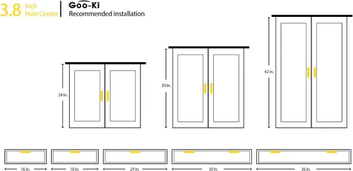 Miniatura 5 de Goo-Ki Hecho de latón puro, pulsos de dedo de latón cepillado, mate moderno de lujo, 3-3/4 pulgadas de centro a centro (paquete de 6)