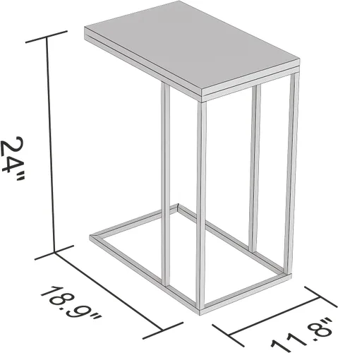 Miniatura 3 de Safdie & Co. Mesa de acento 19L de cristal en forma de C de metal negro, transparente