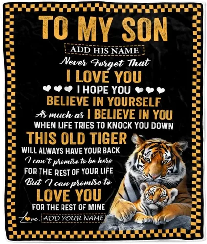 Miniatura 10 de Manta Personalizada "To My Son" de Mamá y Papá Regalos para Hijo que Va a la Universidad Cumpleaños Graduación Navidad Regalo Personalizado Manta