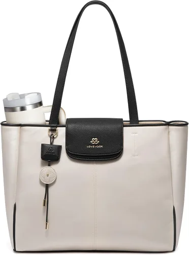 Miniatura 8 de LOVEVOOK Bolsa de mano para laptop para mujer, bolsa de trabajo de nailon con compartimentos para laptop de 15.6 pulgadas, bolso ligero a la moda