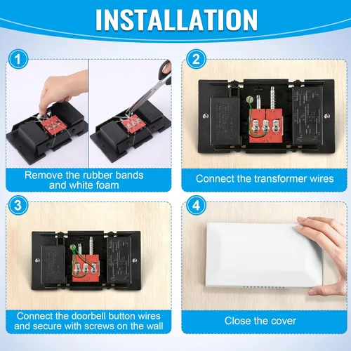 Miniatura 6 de Saillong Timbre de puerta con cable, 16 V 10 VA timbre de puerta delantera y trasera para pared del hogar, compatible con timbre y transformador