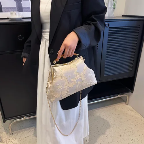 Miniatura 5 de Bolsos de mano florales para mujer, monederos de noche de flores de diseñador y embragues para formalbodanoviainvitadafiestabaile de graduación