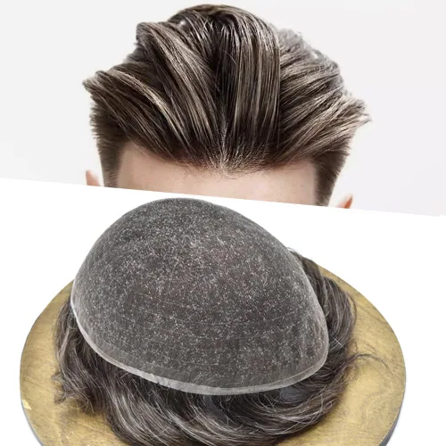 Miniatura 65 de PUNRU HAIR Completo Swiss Lace Toupee para hombres Sistema de cabello humano real Sistema de reemplazo de cabello humano para hombre Toupee