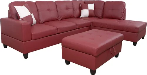 Miniatura 6 de Otomana de almacenamiento de cuero regenerado 37 x 24.5 x 16.5 pulgadas de alto para apartamento, casa, sala de estar, oficina (negro, otomano)