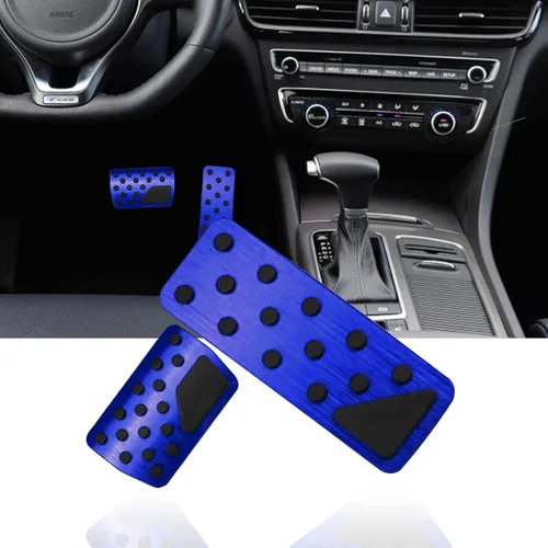 Miniatura 7 de Horry Aleación de aluminio sin perforaciones antideslizante pedal de freno cubierta de pedal de freno Kit de accesorios interiores 2 piezas