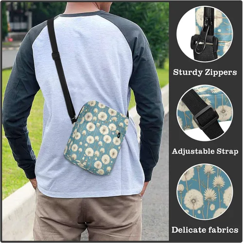 Miniatura 6 de White Dandelion Flower Retro Vintage Victorian men's messenger bag crossbody bag men Casual Everyday Purse Ladies Shoulder Handbags Adjustable Strap