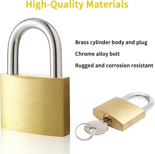 Miniatura 4 de Lockwise 4 candados pequeños, candado con llave de latón macizo con llave, cerraduras con 12 mismas llaves, cerradura de casillero de gimnasio
