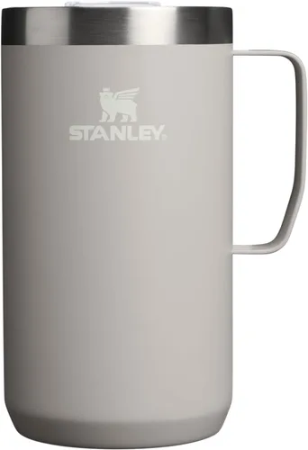 STANLEY Everyday Camp Mug de 24 onzas, tapa para beber, taza para café, té y bebidas, taza de café aislada de acero inoxidable, sin BPA, color ceniza