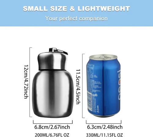 Miniatura 5 de Gets Mini botella de agua de acero inoxidable de 7 onzas, portátil pequeña botella de agua deportiva aislada al vacío, a prueba de fugas, vaso