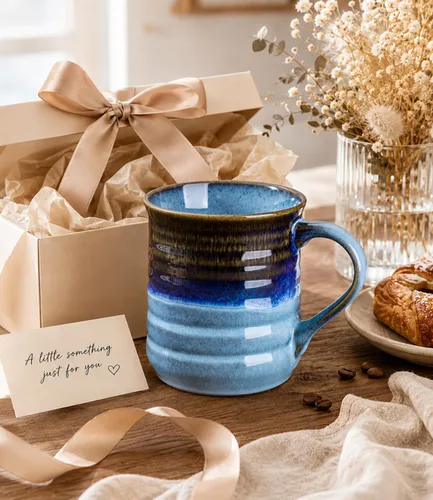Miniatura 7 de GBhome 18oz Large Coffee Mug, Handmade Ceramic Coffee Mug for Latte/Tea/Beer/Hot Cocoa, Dishwasher & Microwave Safe, Gradient blue