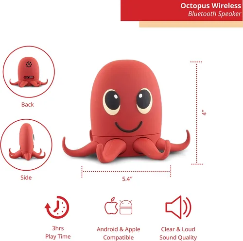 Miniatura 2 de Altavoz Inalámbrico Bluetooth Pulpo - Altavoz Bluetooth para Niños - Altavoz Bluetooth Portátil en Muchos Diseños Divertidos - Compatible