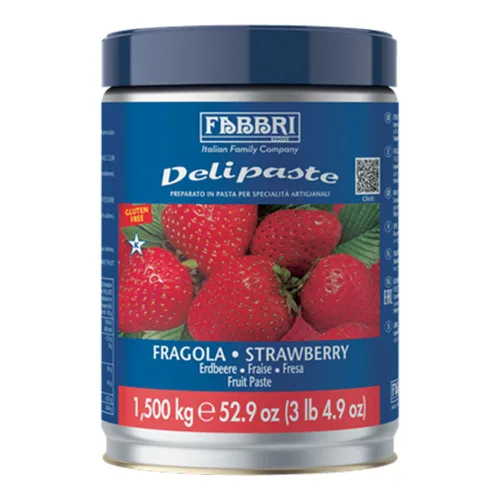 Fabbri Delipaste Fresa, Compuesto aromatizante para gelato, helado, servicio suave, pastelería y confitería - 1 lata de 3.3 lb