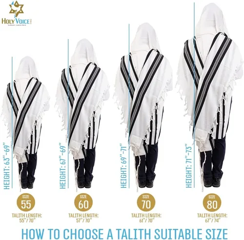 Miniatura 3 de HOLY VOICE Tallit Chal de oración para mujeres y hombres Tallit tradicional kosher judío de Israel Hecho de lana de primera calidad