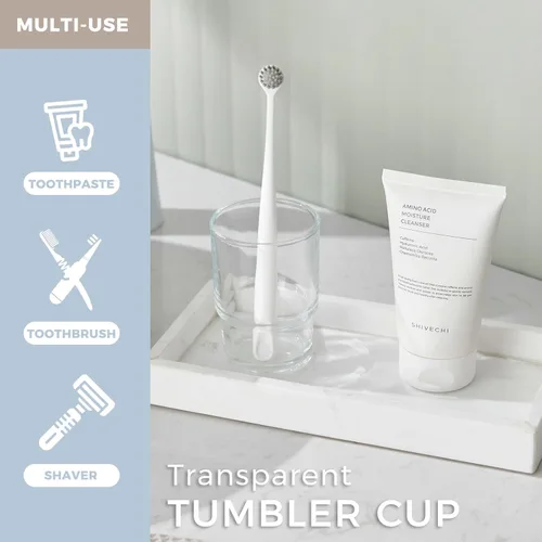 Miniatura 5 de Taza de vidrio para baño, soporte transparente para cepillos de dientes y pasta de dientes, vaso para enjuague bucal