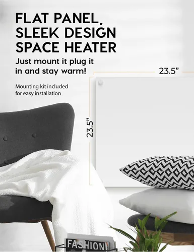Miniatura 4 de EconoHome - Panel calefactor de pared con termostato - Calefactor eléctrico montado en pared para uso interior - Calefactor convector de 400 vatios