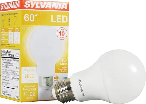 Miniatura 13 de Sylvania Bombilla LED, equivalente a 60 W A19, eficiente 8.5 W, base media, acabado esmerilado, 800 lúmenes, blanco suave, paquete de 4 (73888)