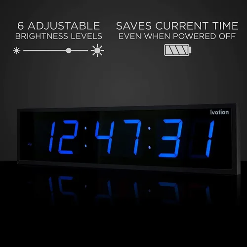 Miniatura 4 de Ivation, 0136BLU, enorme reloj digital LED, dispositivo electrónico de referencia