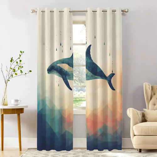 Miniatura 172 de Shrahala Beige and Orange Abstract Art Brushstrokes Blackout Curtain Tiers, Abstract Oil Paint Kitchen Valance Light Blocking Tier Drapes with Rod