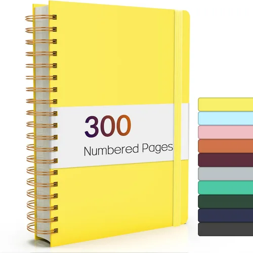 Miniatura 21 de Forvencer Cuaderno rayado en espiral con 300 páginas numeradas, diarios gruesos A5 para escribir con papel de 3.53 oz/m², cuadernos de tapa dura