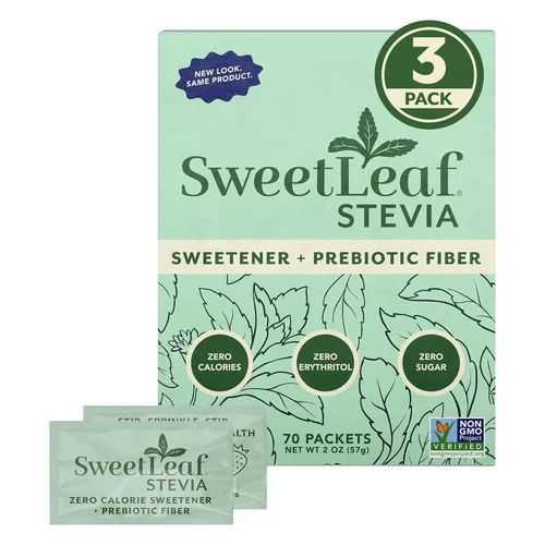SweetLeaf Paquetes de polvo de stevia - Edulcorante cero calorías con extracto de hoja de stevia, sin aditivo edulcorante artificial, sin azúcar,