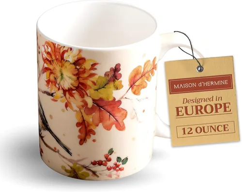 Miniatura 50 de Maison d' Hermine Taza de café con asas, tazas de porcelana fina de hueso, paquete de dos tazas de té para bebidas calientes, capuchino, latte, 015