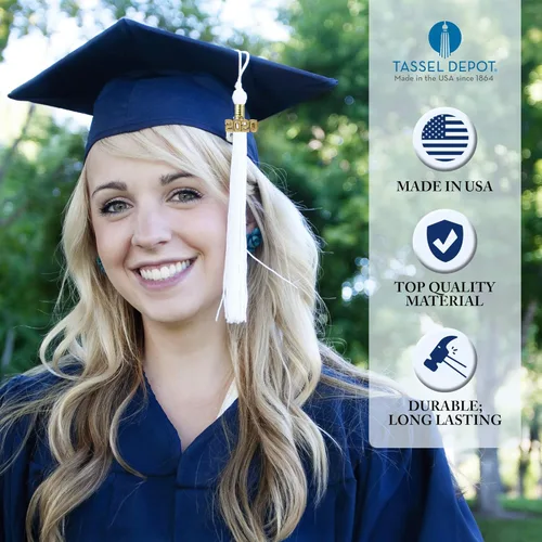 Miniatura 3 de Borla de graduación Aqua 2022, todos los colores escolares disponibles, fabricada en Estados Unidos