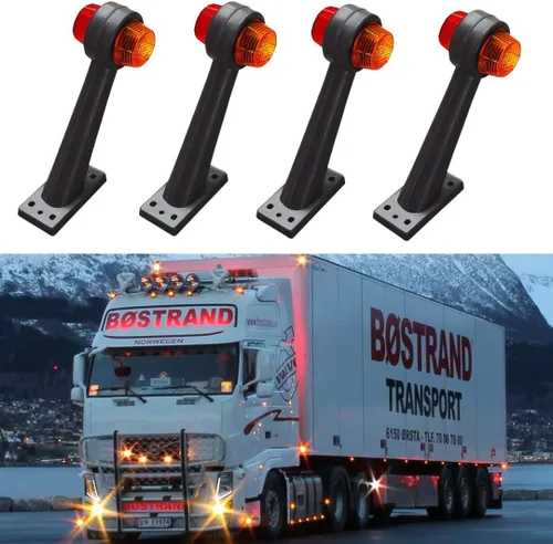 Miniatura 2 de Luces de marcador laterales de remolque, 4 marcadores laterales de goma, luz roja/ámbar, lámpara de contorno de 12 V para camión, caravana, Kenworth