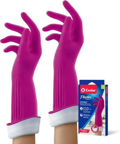 Playtex Living - Guantes de limpieza de goma reutilizables (grandes, 2 pares), guantes reutilizables para el hogar con protección prémium