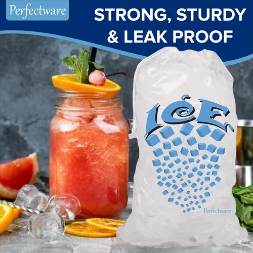 Miniatura 3 de Perfectware - Bolsas de hielo con cordón de 5 libras con asa de hilo de algodón - Paquete de 50