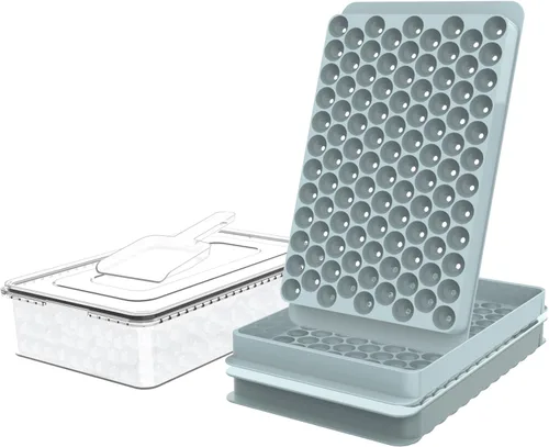 Miniatura 8 de WIBIMEN Bandejas Mini para Cubitos de Hielo, Bandejas Pequeñas y Redondas de Hielo en Forma de Guijarro Triturado para Congelador con Tapa - Para