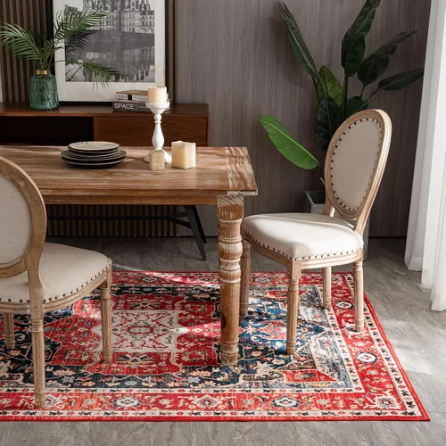 Miniatura 409 de Syalife 4x6 Alfombra Lavable para Área, Ultra Suave Antideslizante, Pila Baja, Alfombra Vintage Resistente a Manchas para Sala de Estar, Alfombra