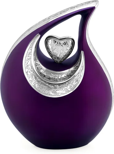 Miniatura 11 de Gran urna de lágrima negra con corazón plateado para cenizas humanas masculinas - Urnas para hombres y mujeres adultos - Urnas de cremación