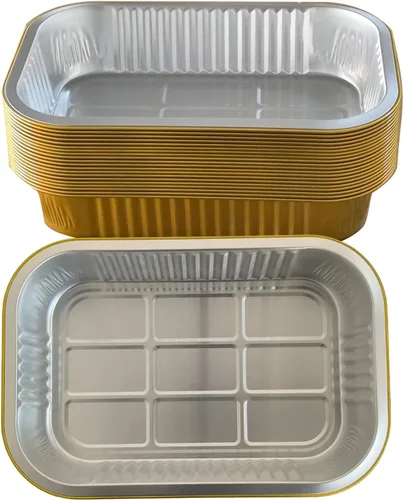 Miniatura 10 de Sartenes de papel de aluminio de SuiXinCook con tapas, 10 unidades, resistentes, 2 libras, sartén pequeña de papel de aluminio de 8.5"×6