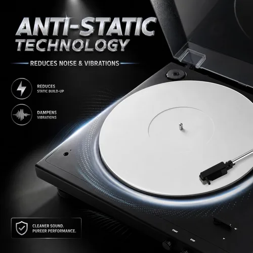 Miniatura 2 de Tapete acrílico blanco para tocadiscos, alfombrilla deslizante de plato de 11.75" para reproductor de discos de vinilo de 12'', antiestático