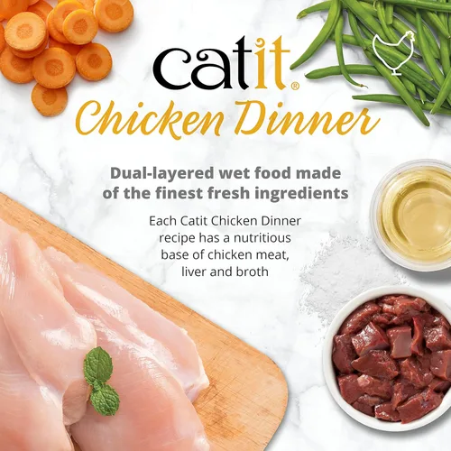 Miniatura 4 de Catit Cena de pollo con atún y col rizada: comida húmeda hidratante y saludable para gatos de todas las edades