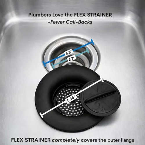 Miniatura 6 de Flex Strainer® Colador de drenaje de fregadero con tapón opcional, sin vástago central, se adapta a desagües y desechos de fregadero estándar de 3½